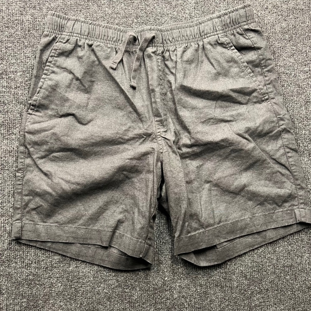 Old Navy Mens Gray Linen Blend Jogger Shorts Size M Drawstring Elastic Waist